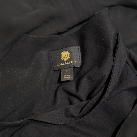 JM Collection Black Sheer Faux Wrap Overlay Blouse Sz L - Picture 9 of 10